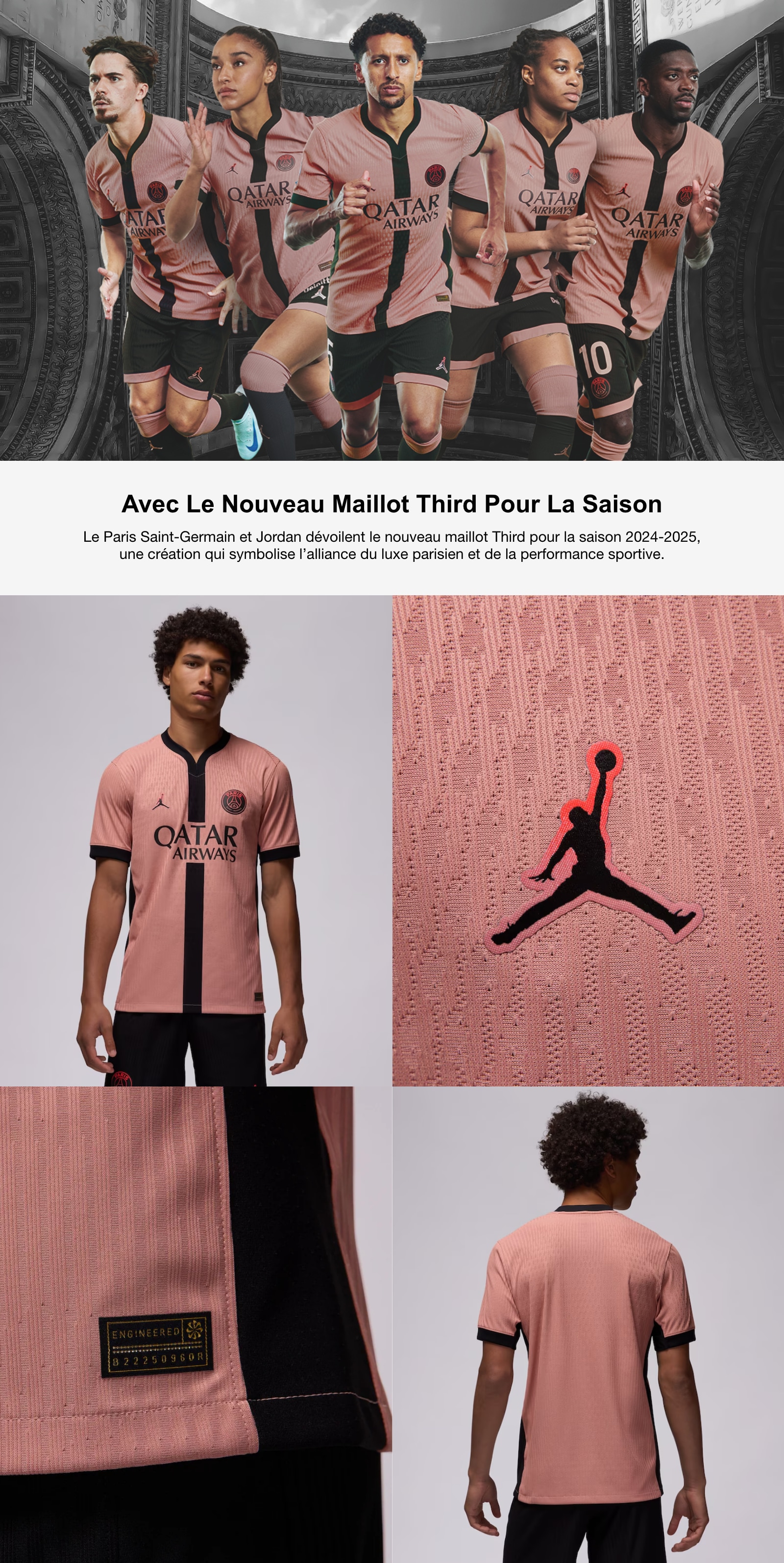 Avec Le Nouveau Maillot Third Pour La Saison. Le Paris Saint-Germain et Jordan dévoilent le nouveau maillot Third pour la saison 2024-2025, une création qui symbolise l’alliance du luxe parisien et de la performance sportive.